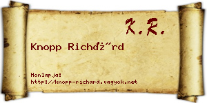 Knopp Richárd névjegykártya