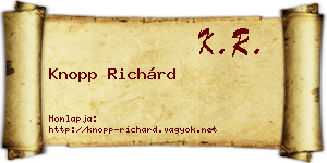 Knopp Richárd névjegykártya